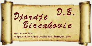 Đorđe Birčaković vizit kartica